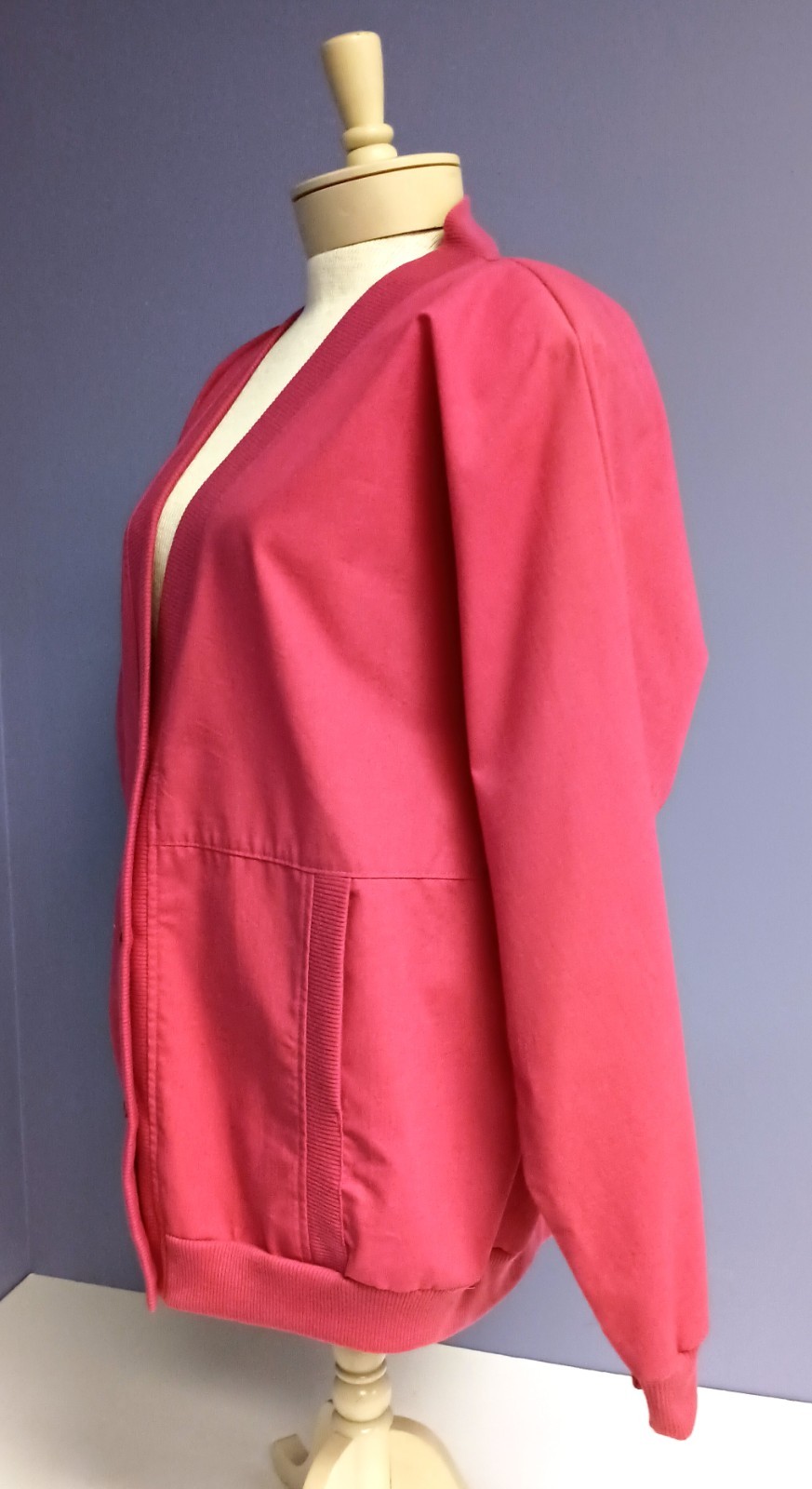 Jacket Vtg 80’s Special Measure Pink Poly Cotton Unlined Pocketed Jacket Size 20