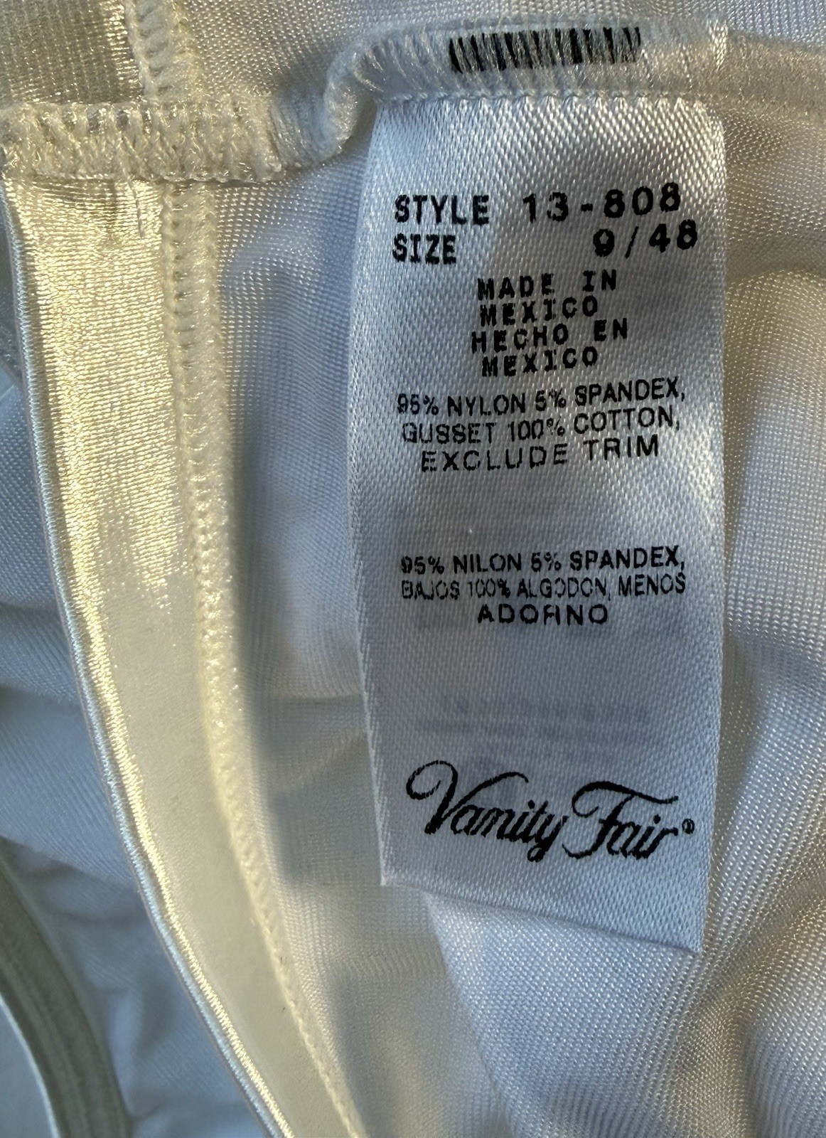 Vanity Fair Silky Smooth Illumination Hi Cut Panties #13808, White, Sz 9/2XL,NEW