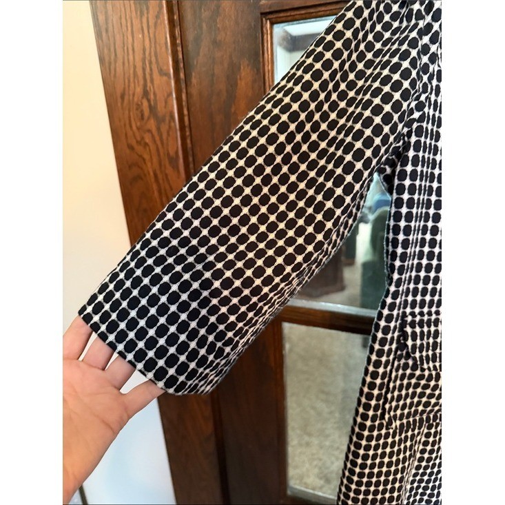 Apostrophe Black White Geometric Dot Print Coat Plus Size 16-18W Mod Retro 60’s