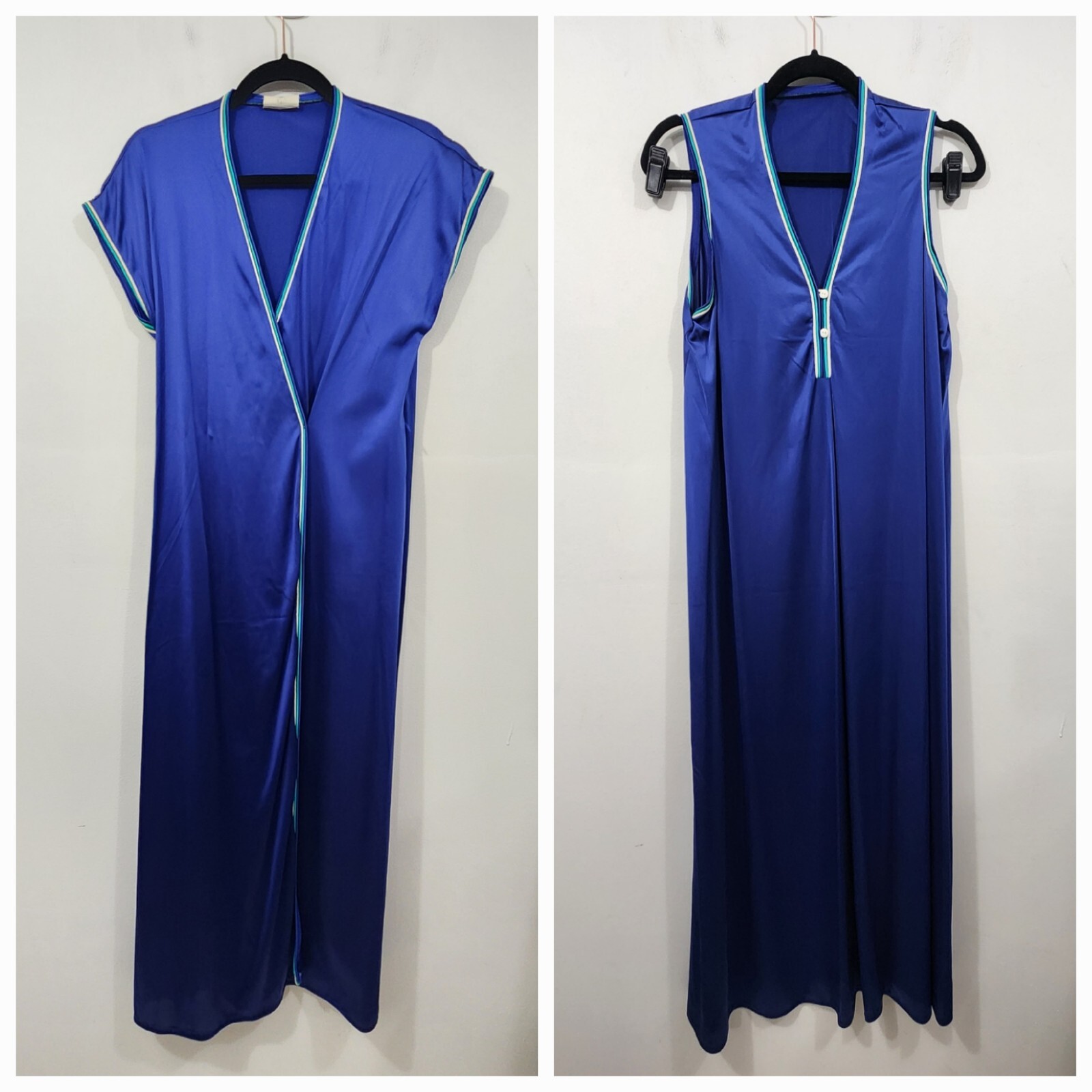 Women’s Vintage 70s XS/S Misses JC Penney Nylon Royal Blue Teal White Piping Cap