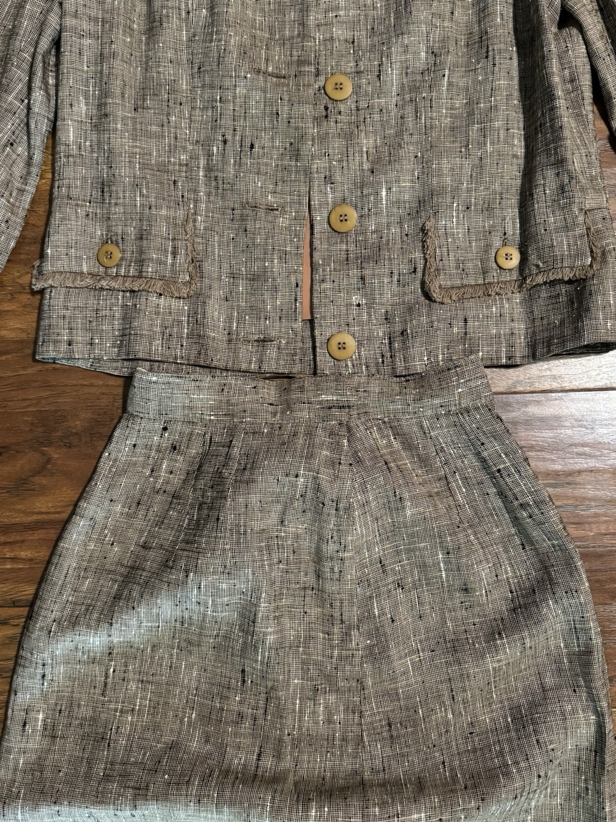 Vintage 1960s Carlye Women’s Jacket Linen Blazer With Matching Skirt Size Small