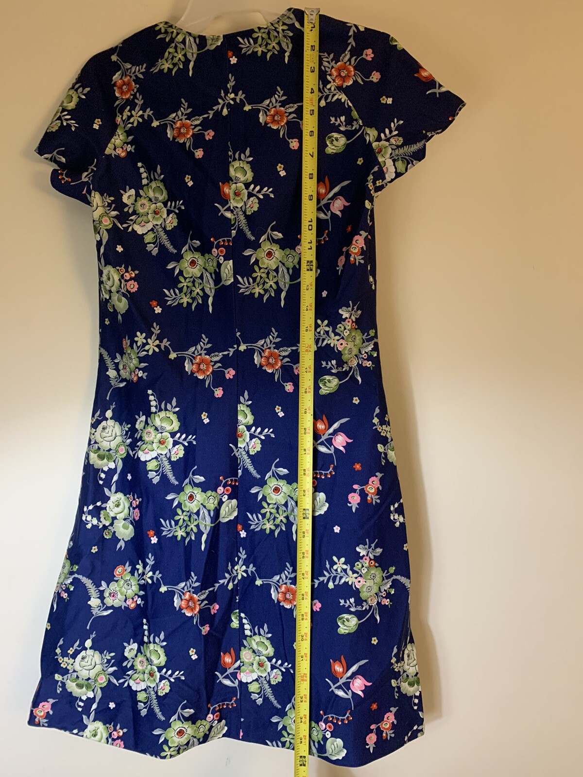 Vintage Late 60’s Early 70’s Handmade Mini Dress Dark Blue Floral Print