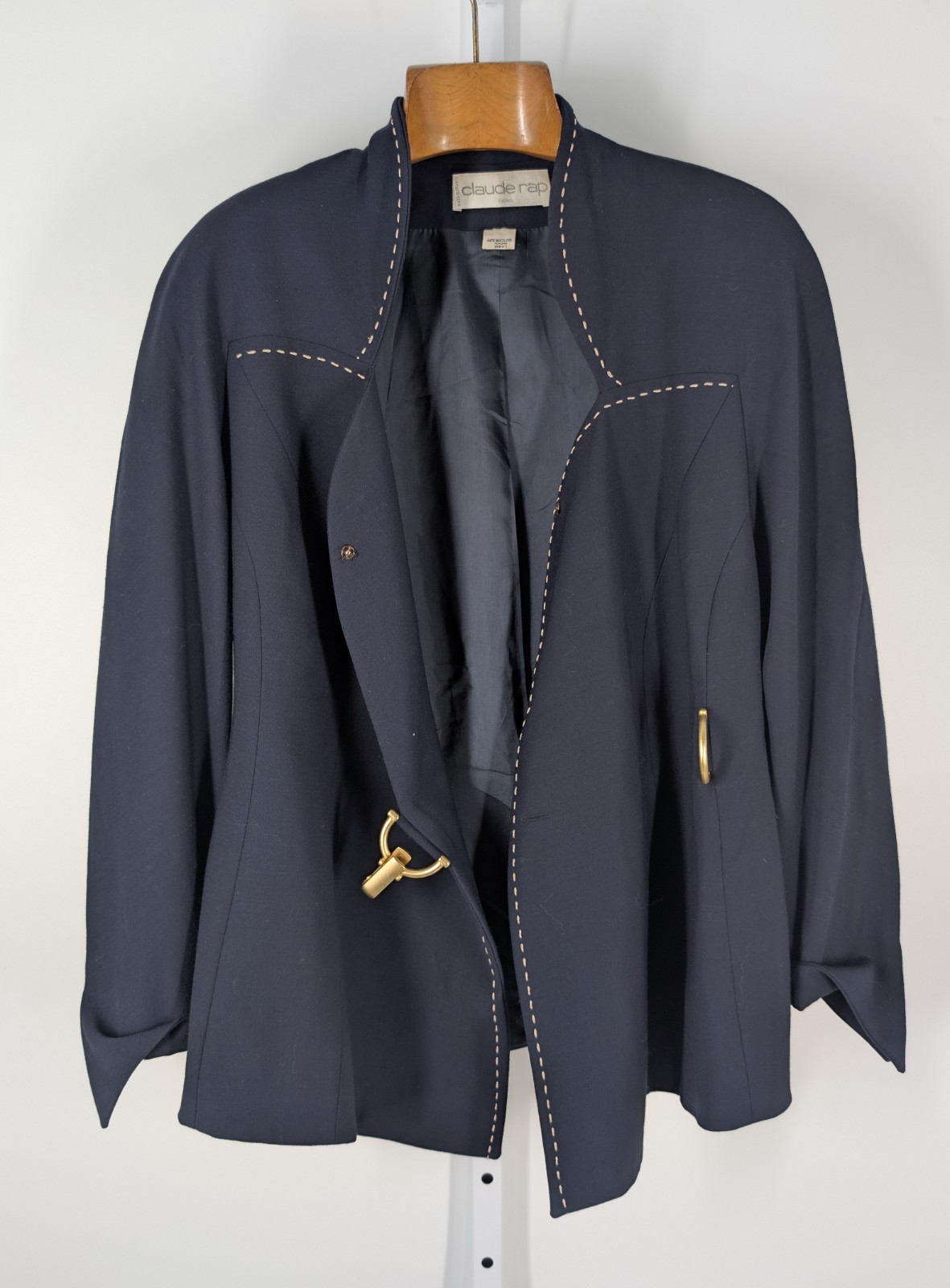 Claude Rap Vintage 80s 90s Hardware Clasp Geometric Cuff Power Blazer Jacket 38″