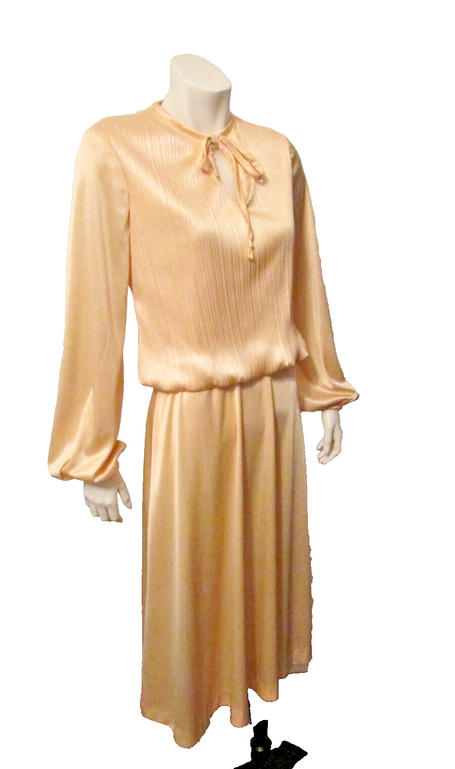 70’s Sue Brett Pleated Blouson Keyhole Disco Dance Clubwear Dress 7/8 USA made