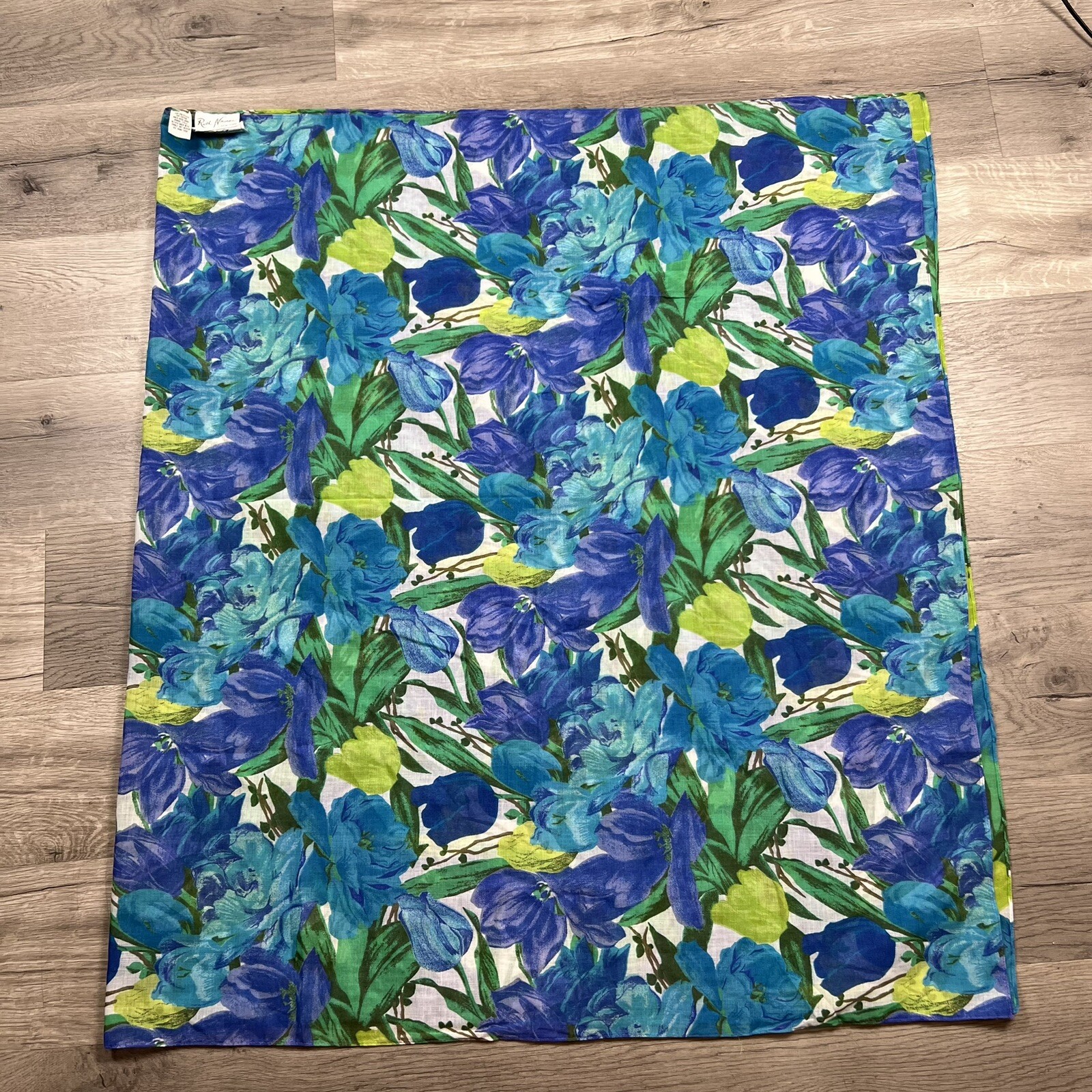 Vintage 80’s Ruth Norman Floral Cover Up Dress Shall Scarf USA 60” X 48”