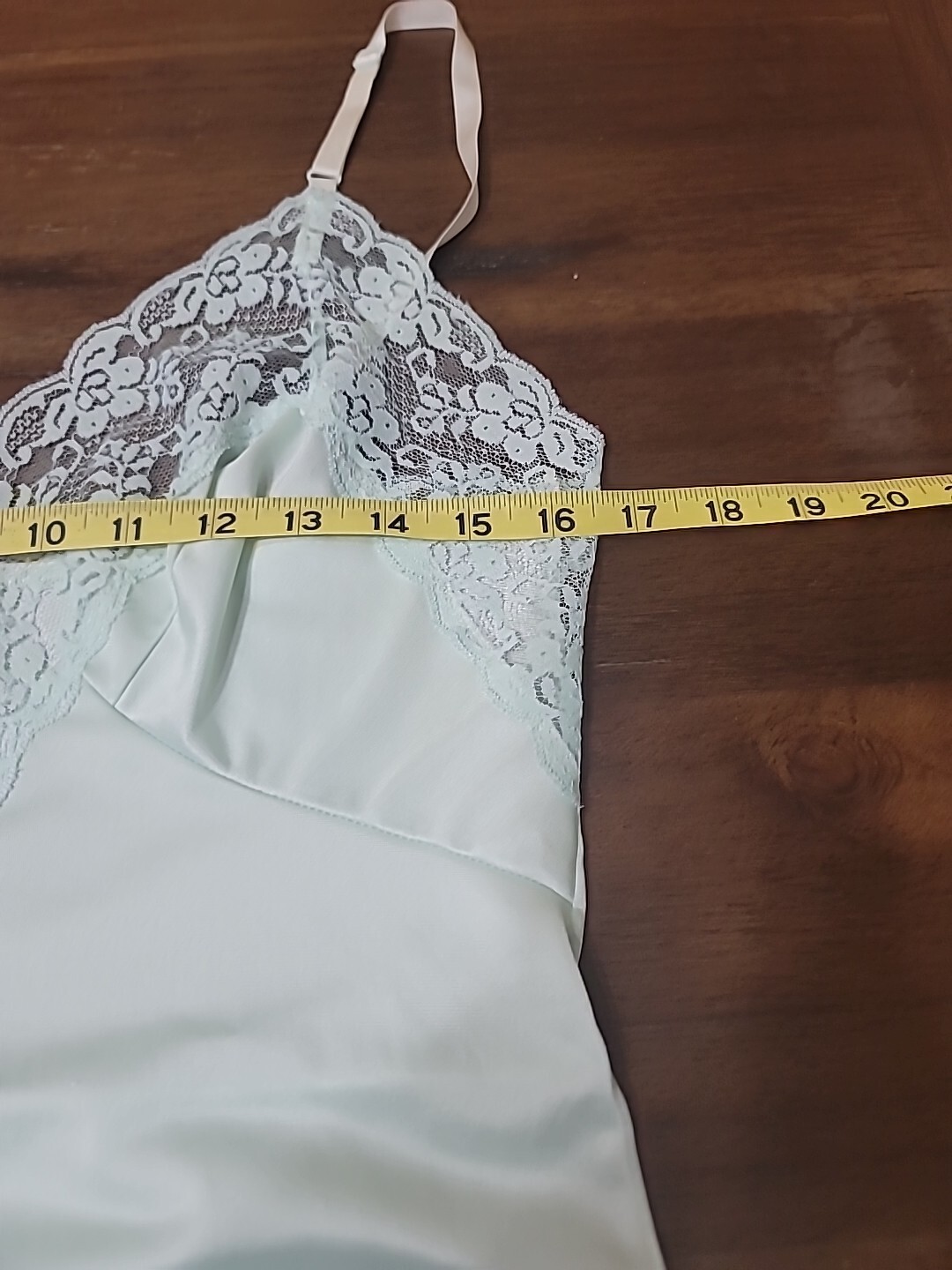 Vtg Sliperfection Full Slip Dress Lingerie Mint Non Cling Nylon Lace 34 READ