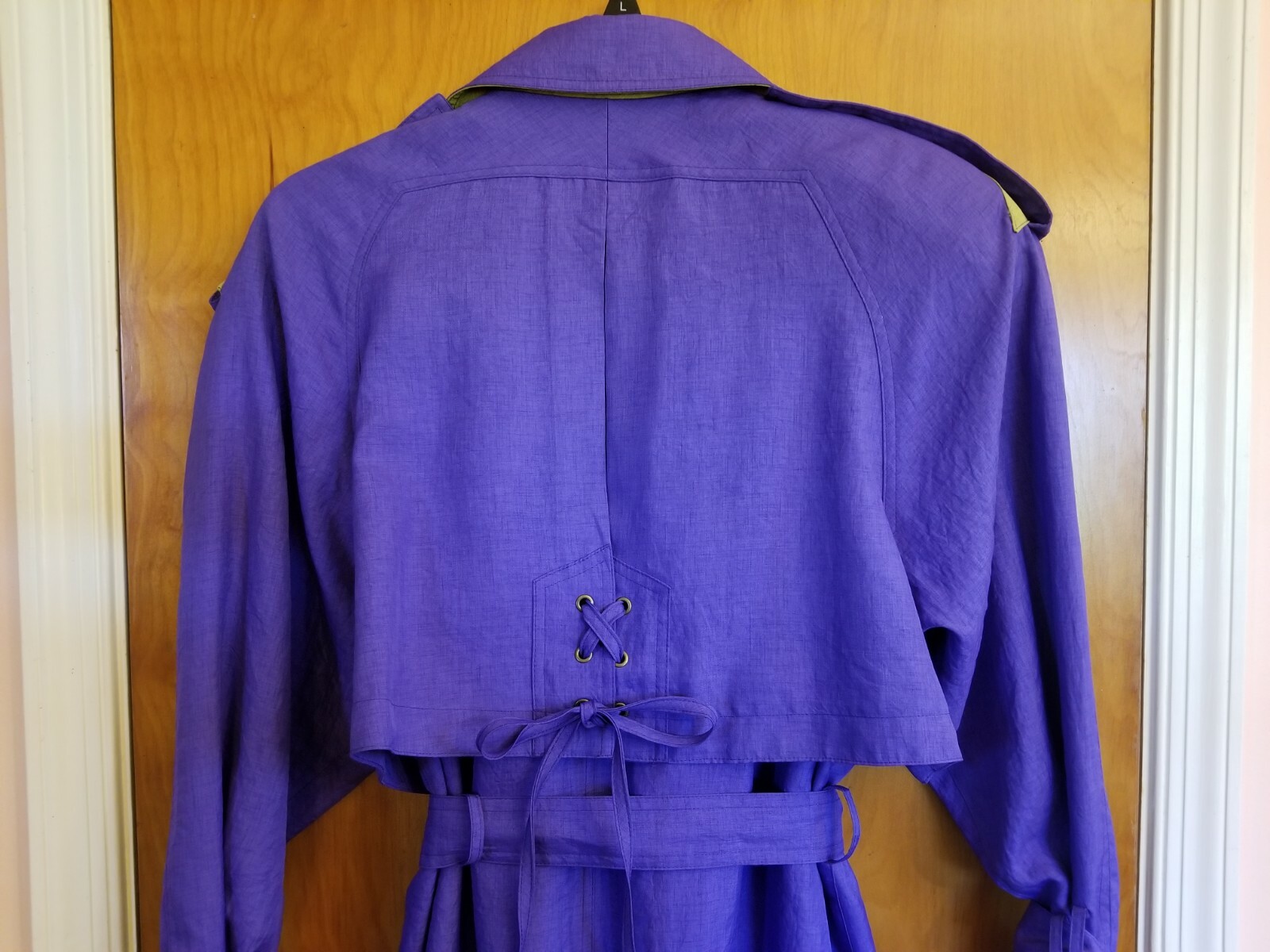 Vintage J. Gallery Trench Jacket Sz 11/12 Purple Chartreuse 80’s 90’s Y2K