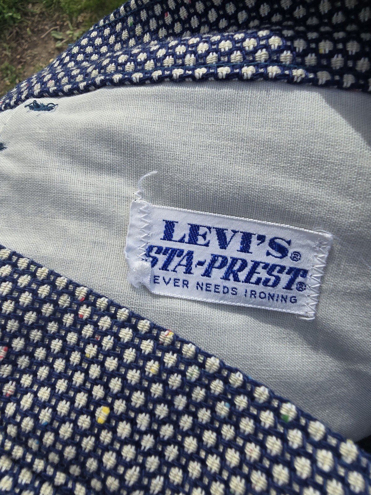 Levi’s Sta-Prest Women’s Vintage Patterned Pants Blue White Regular Fit