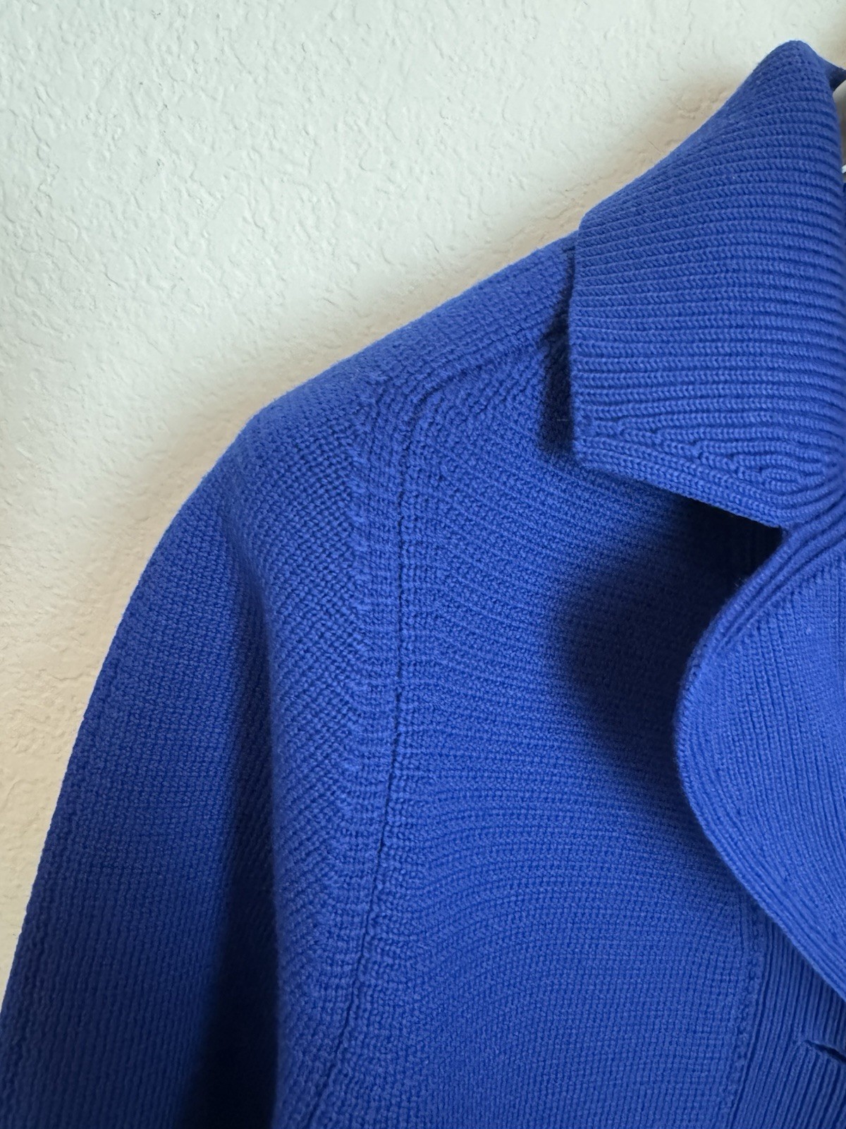 Vtg Long Coat Dorce LeRoy Knitwear Size M 60s 70s Thick Blue Wool Mod Coat Nice