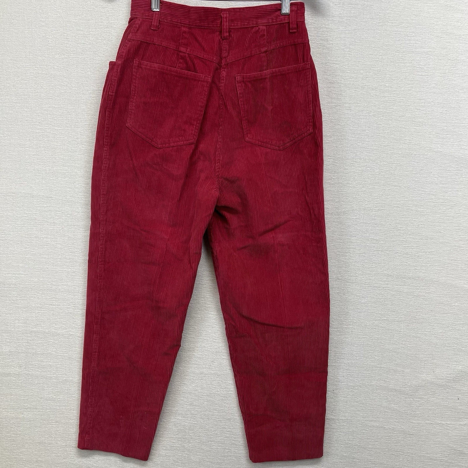 Cambridge Dry Goods Corduroy Pants Waist 26 Red High Waisted Pleated Mom VTG 90s
