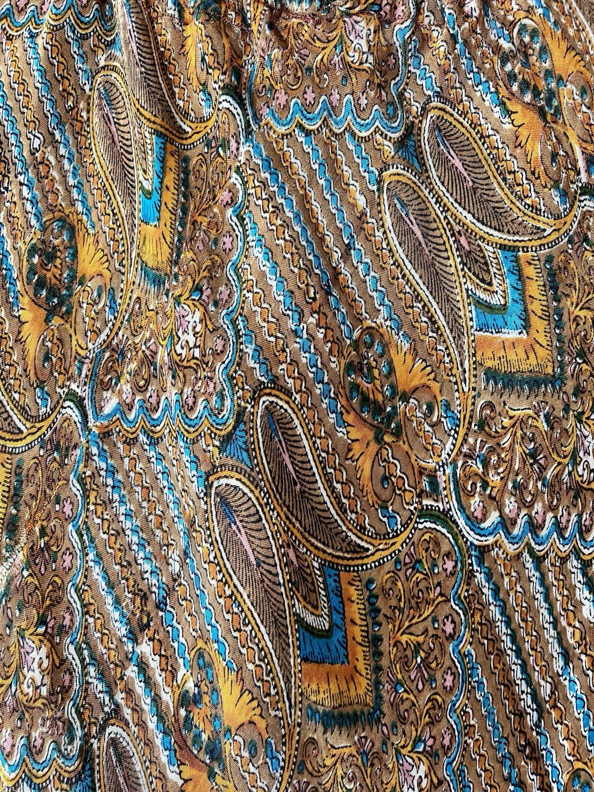 RARE 1960s 70s Psychedelic Chevron Caftan Dress Bias Cut Butterfly Sleeve Boho