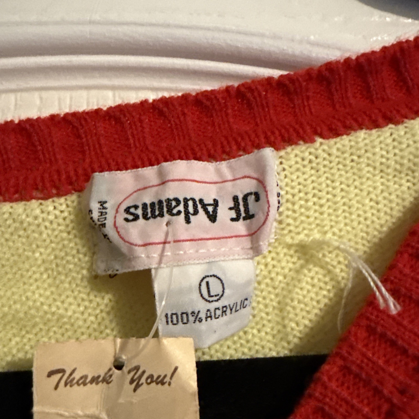 VTG 80s JF Adams Women’s Acrylic red and yellow Long Sleeve Sweater. 80s nwt