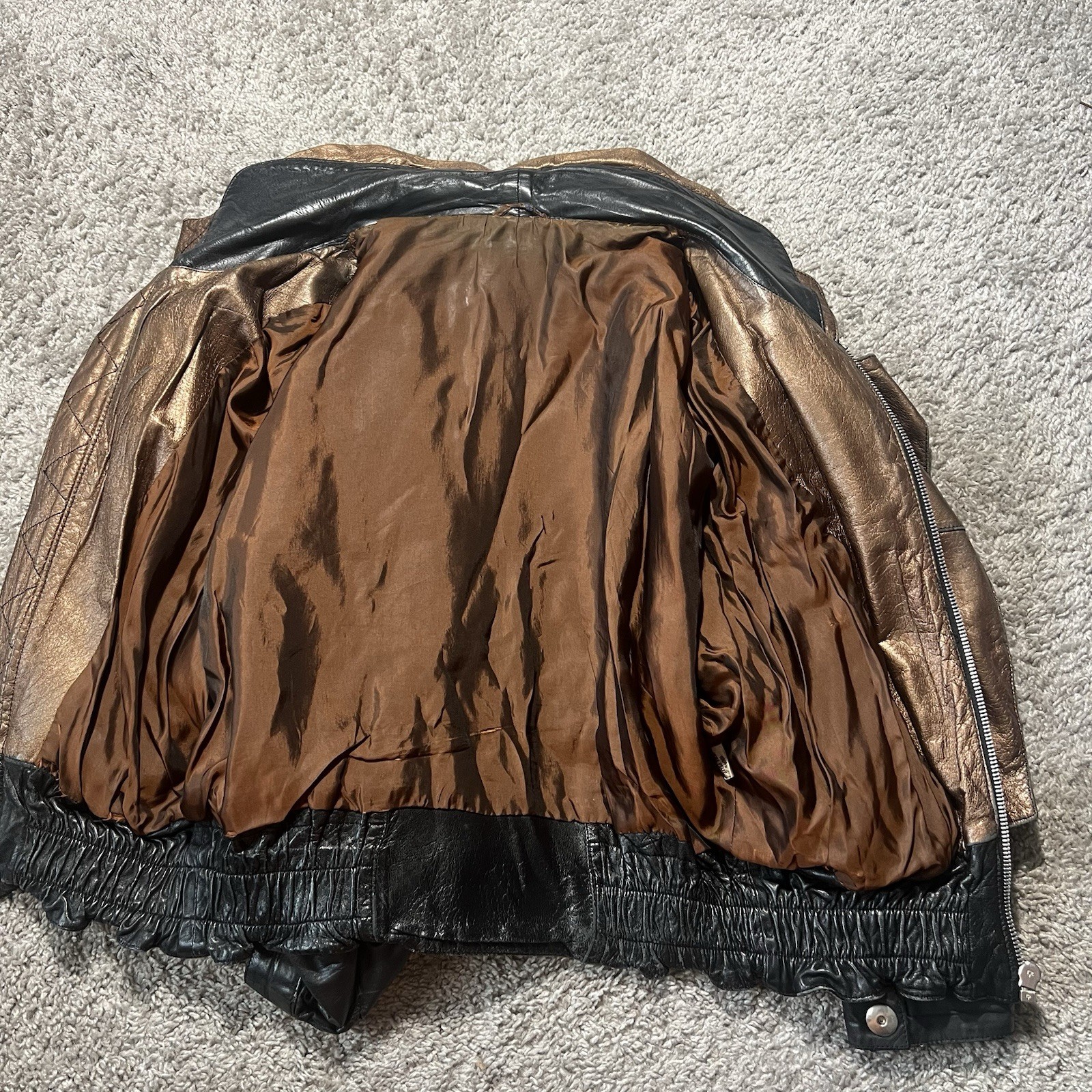 Vintage Black Brown Geometric Moto Biker Jacket Grunge 1980s 90s Italy Designer