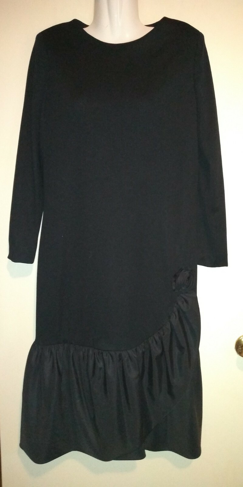 Vintage Umbra By Parues Feinstein Black Polyester Ruffled Bottom Dress Size 12