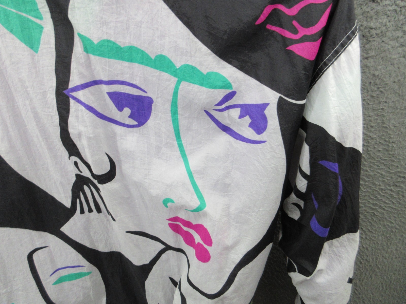 Vintage ABSTRACT DonnyBrook Faces Reversible Jacket OSFM One Sz – POOR CONDITION