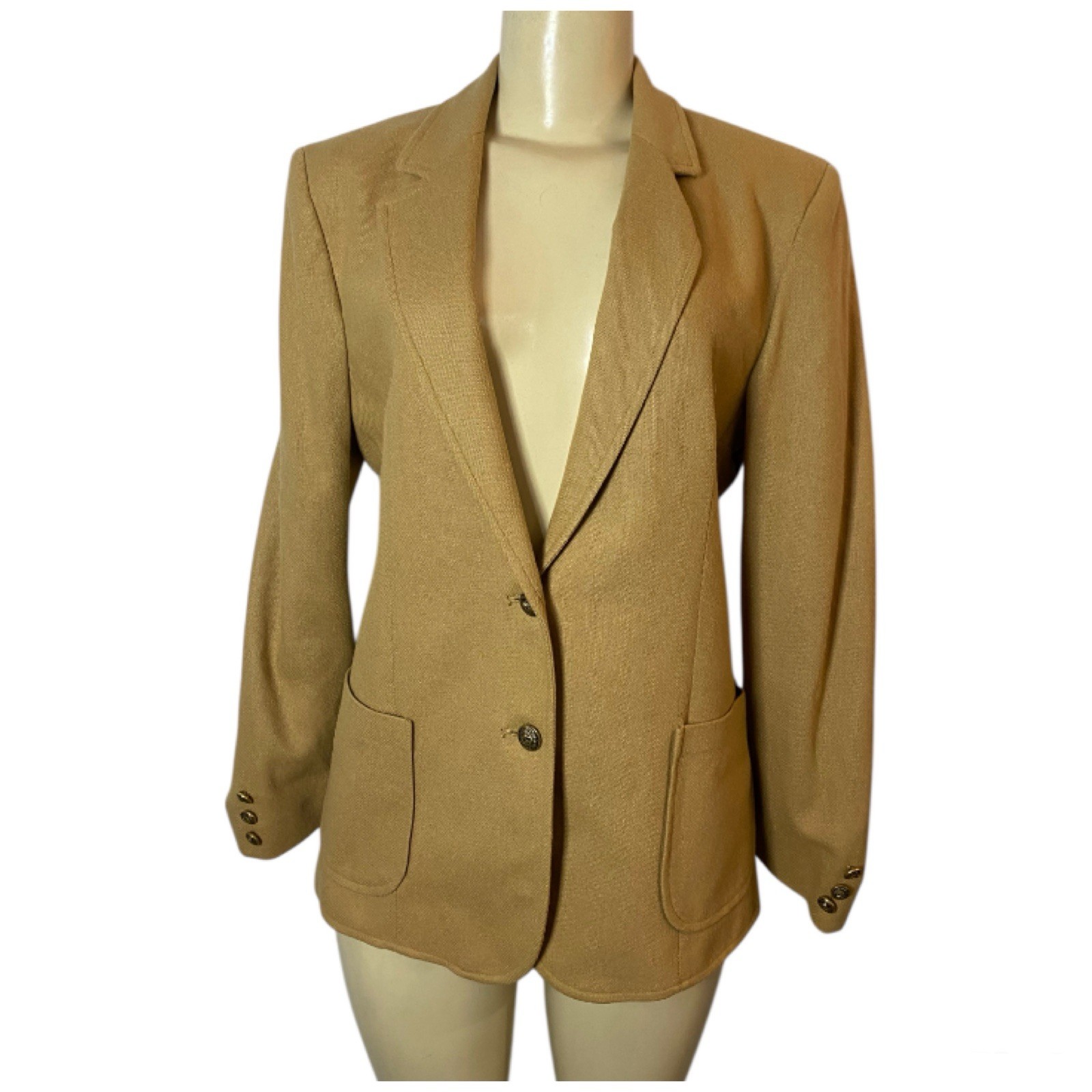 Y2K L.S. Ayres & Co Wool Blend Camel Blazer Jacket Equestrian Riding Size 12