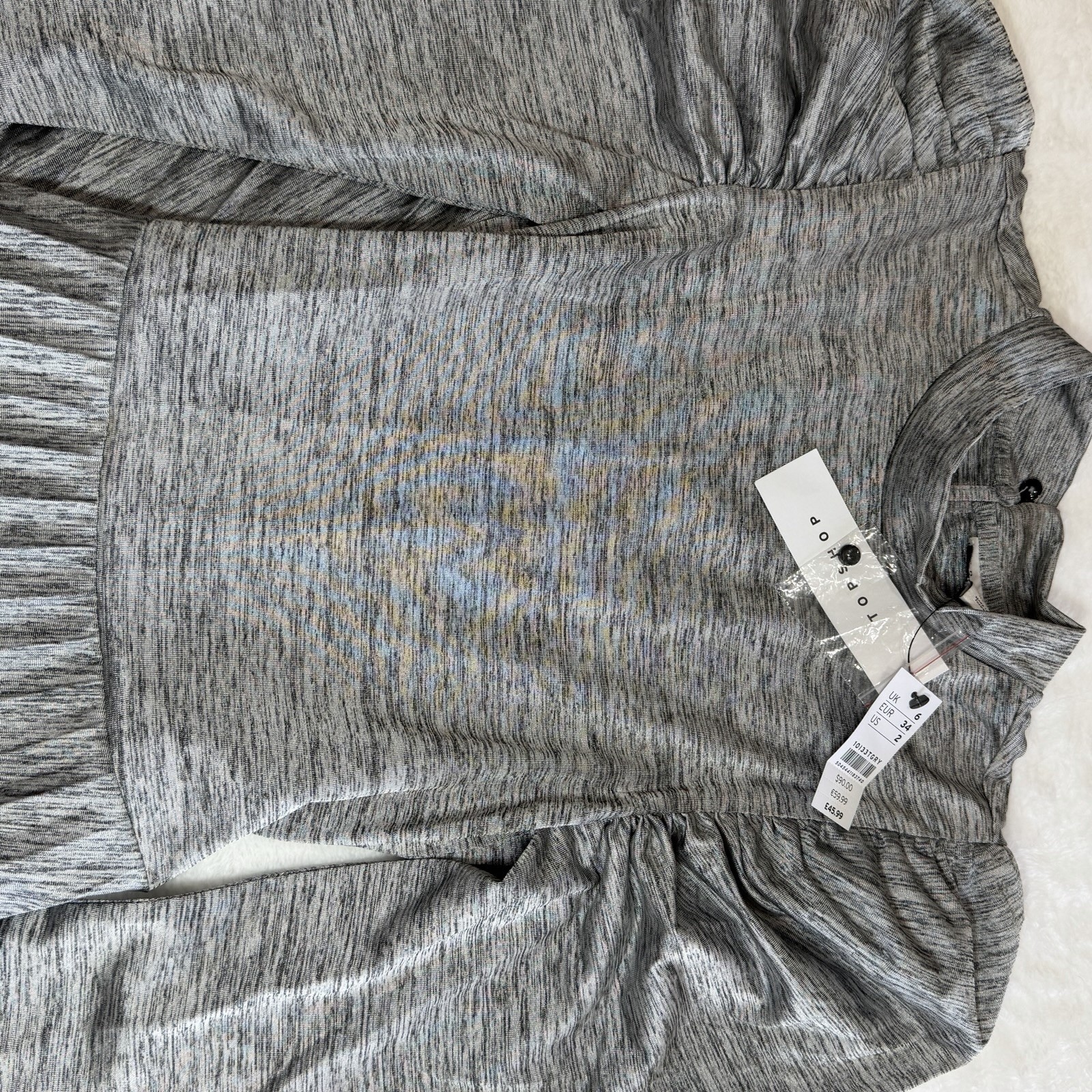 Topshop Gray Heather Mock Neck Puff Sleeve Pleated A-Line Maxi Dress 2