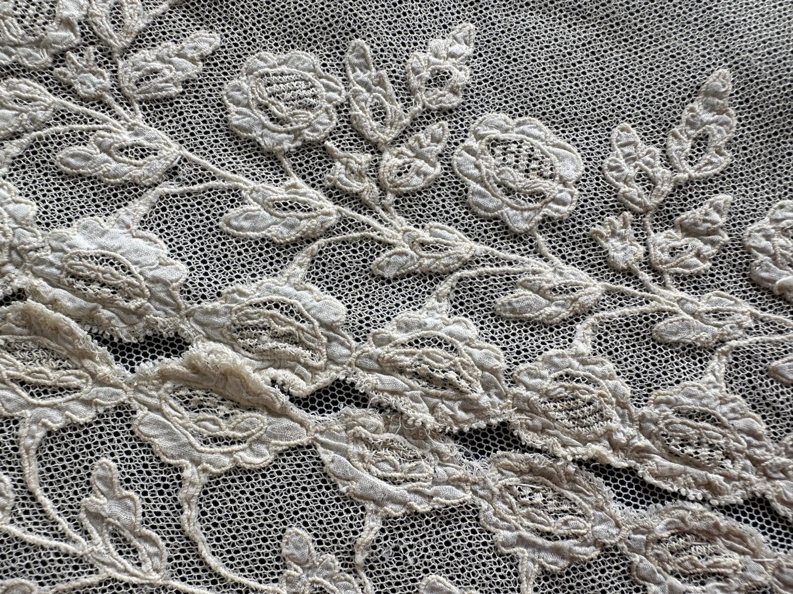 Antique Carrickmacross Lace Handmade Chemisette False Front with Choker Collar
