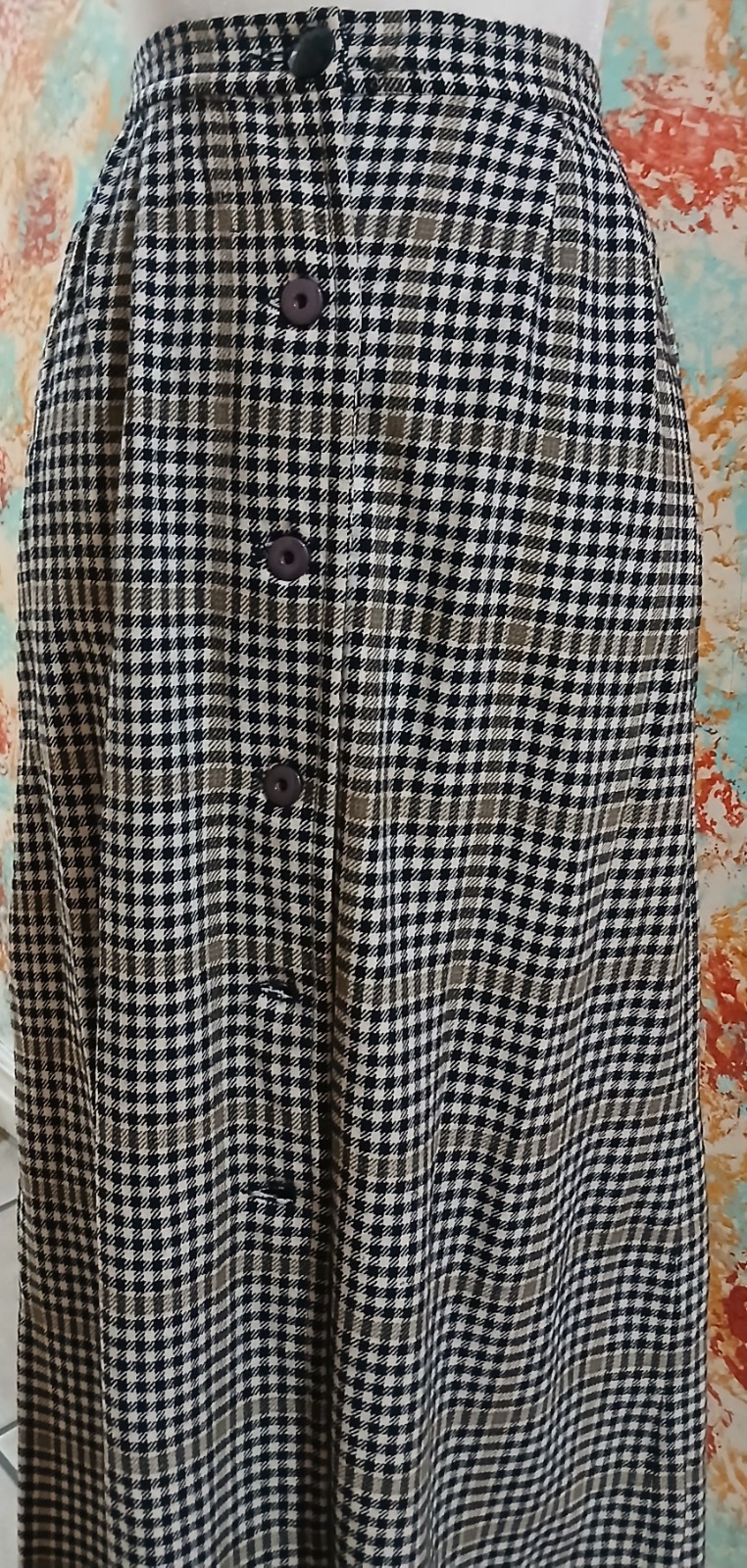 Vtg 1980s Pendleton Plaid All Wool Fitted Buttoned Front Maxi Skirt S