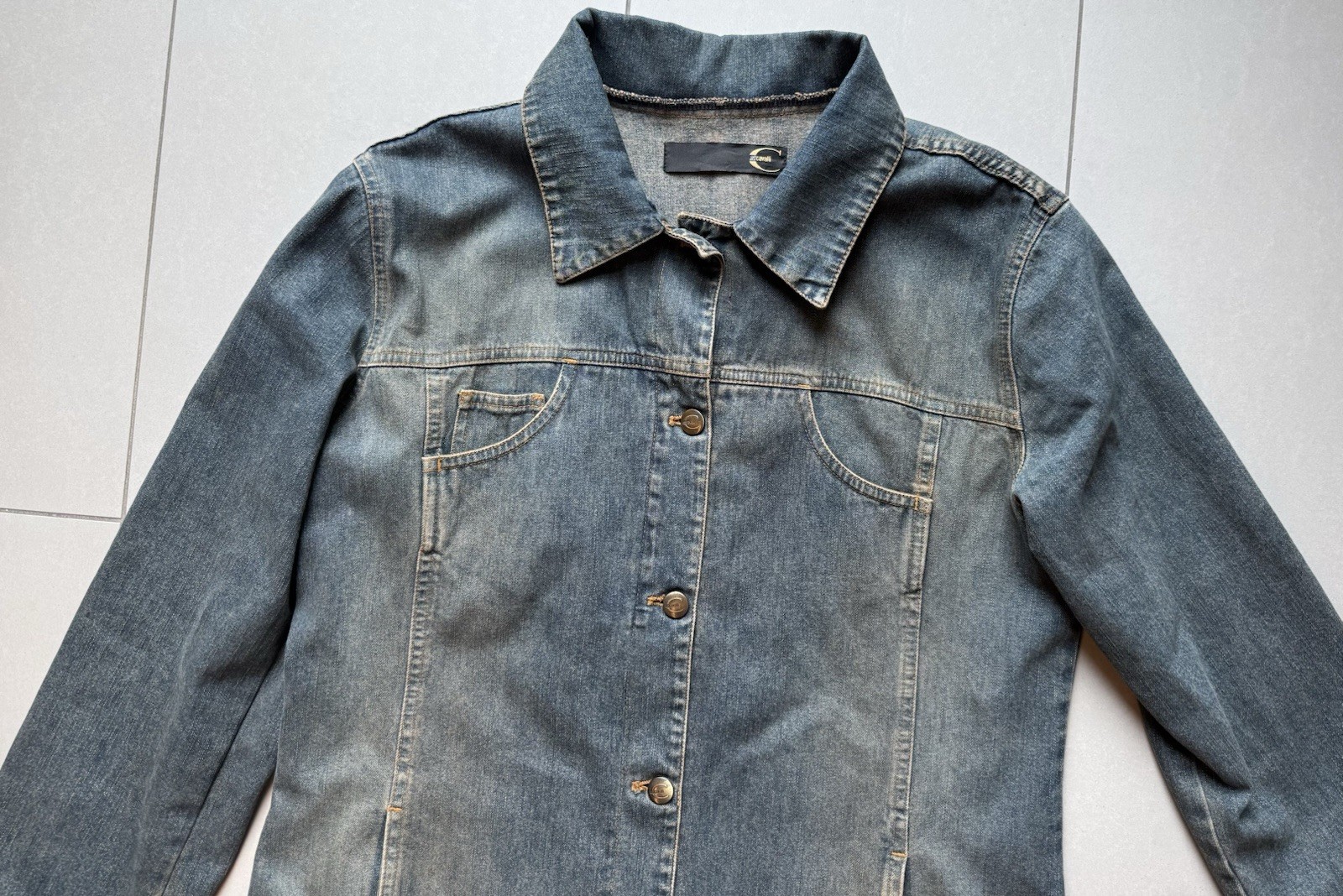 DDP Vintage 2000s Just Cavalli Womens Denim Long Jacket Washed y2k size 30/44
