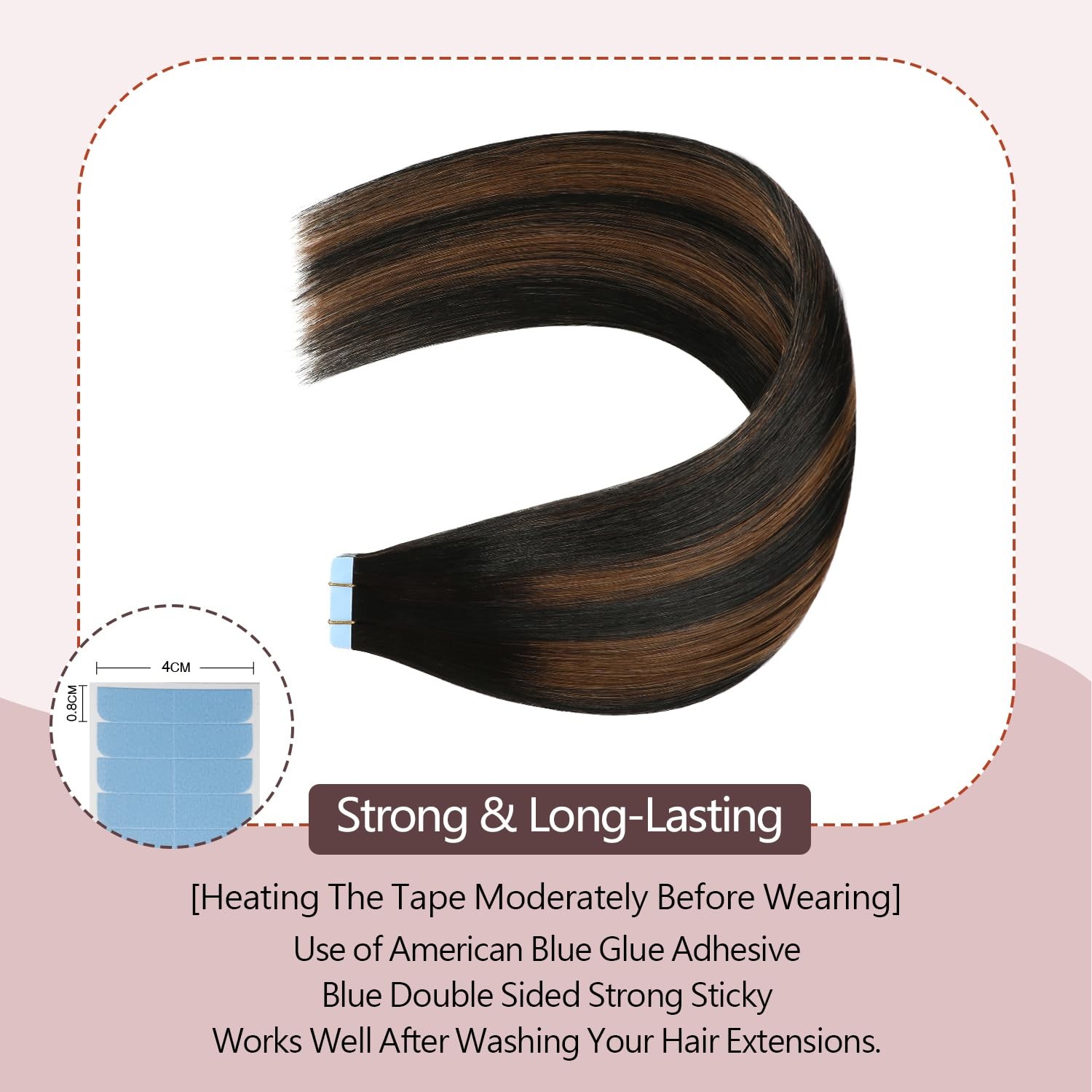 Sunya Tape in Hair Extensions Human Hair Balayage Natural Black to Chestnut Brow