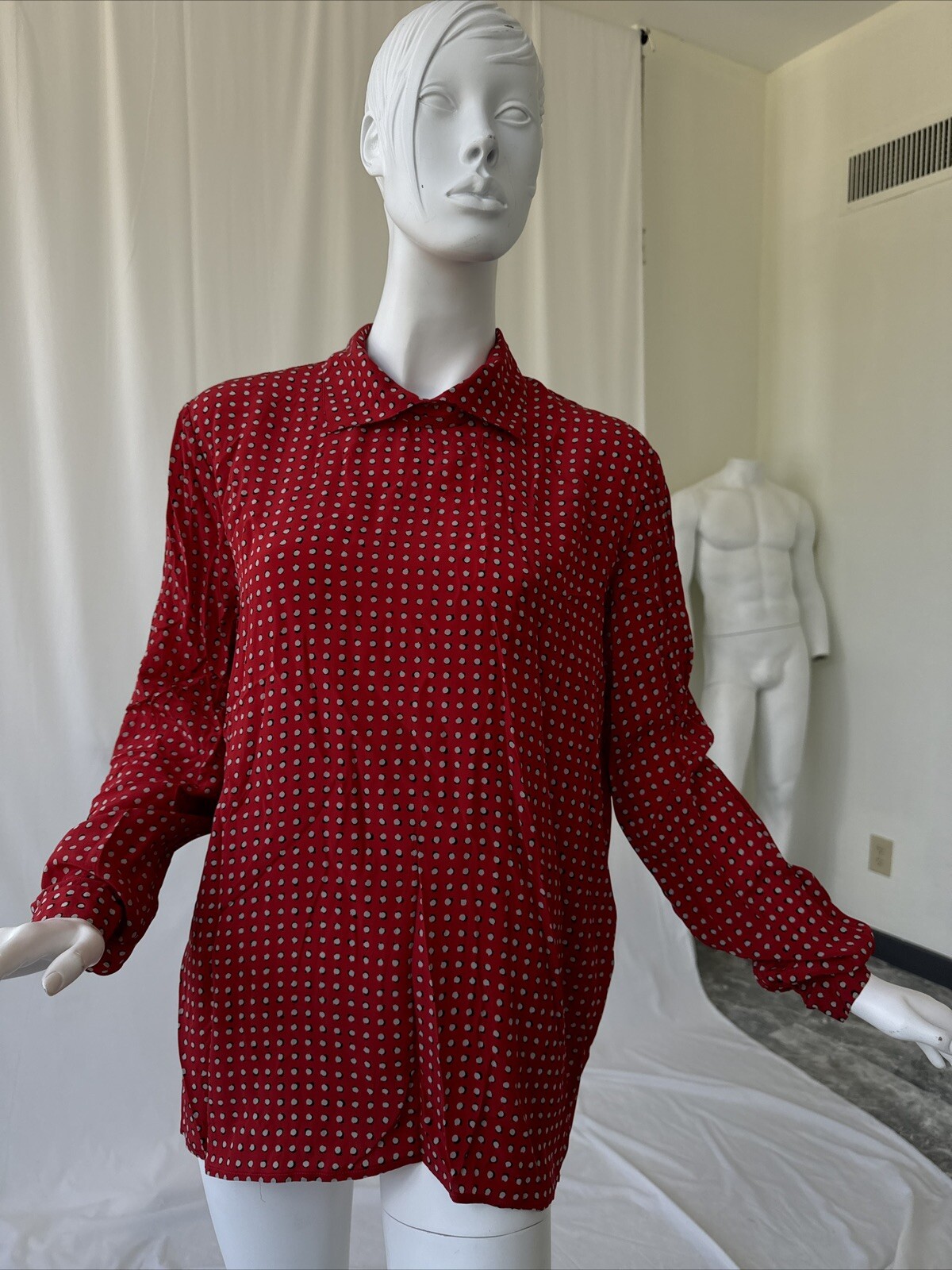 Vintage Authentic Giorgio Armani Geometric Silk Back Button Up Shirt Size 44