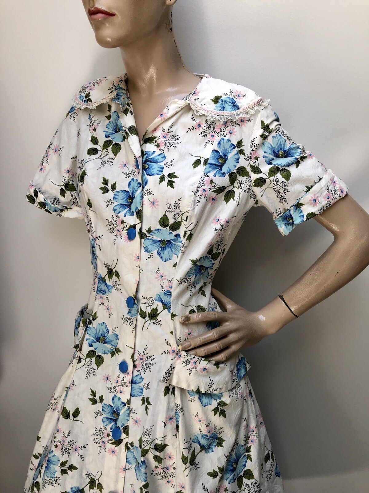 VTG 1940s PRINCESS Style FLOWER PRINT „Monte Carlo Fashions” Dressing Gown-Dress