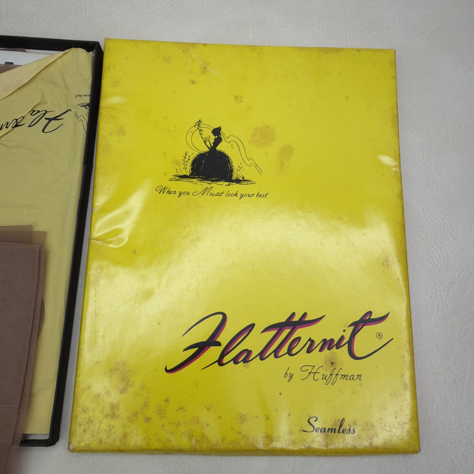 Vintage Stockings Flatternit by Huffman Seamless Stretch Two Pairs Size B Nylons
