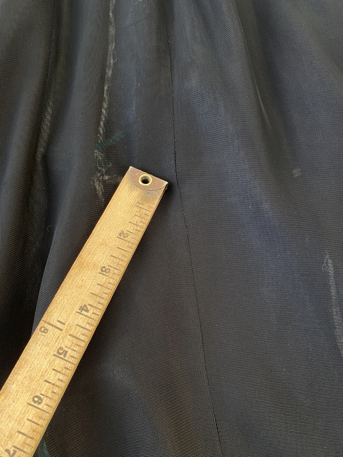 30s/40s Sheer Black Evening Dress 28W Capelet Sleeves Full Button Front Vintage