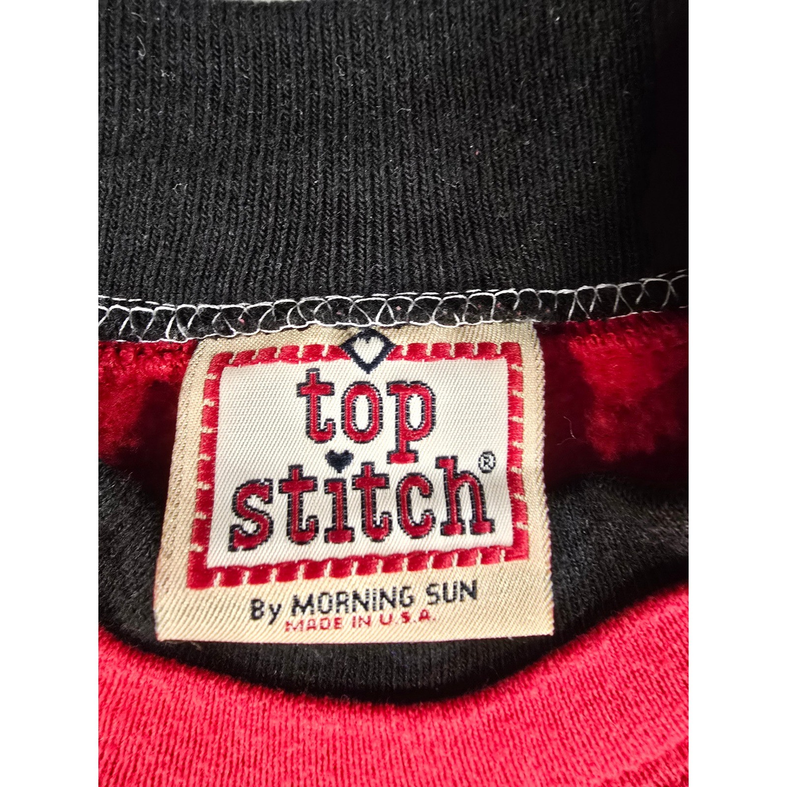 Vintage Top Stitch Morning Sun Cardinal Embroidered Crewneck Sweater Red Large