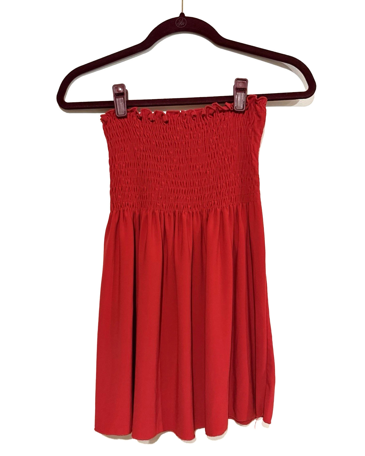 Vintage Y2K Red Ruched Babydoll Tube Top Strapless Blouse XS Club wear Rave Boho
