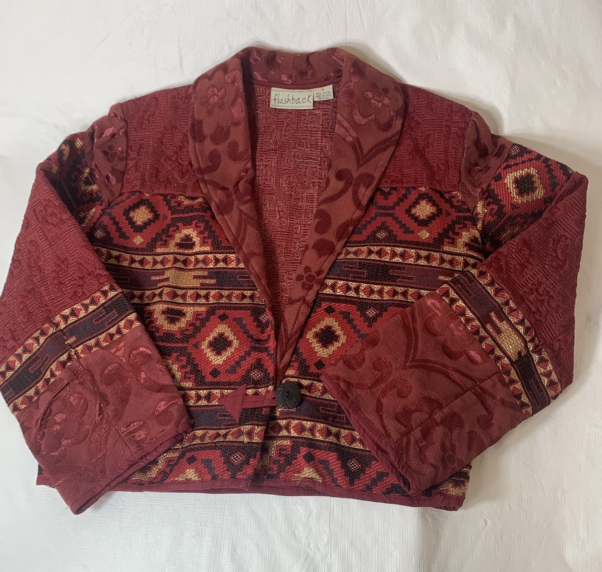 Vintage Flashback cropped embroidered western bolero blazer, size medium