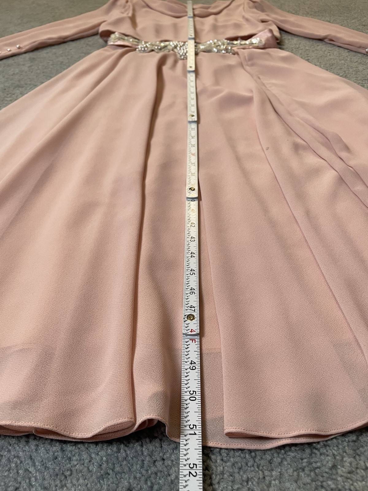70s Cowl Neck Formal Evening Dress L Embellished Belt Faux Pearl Elegant Classic