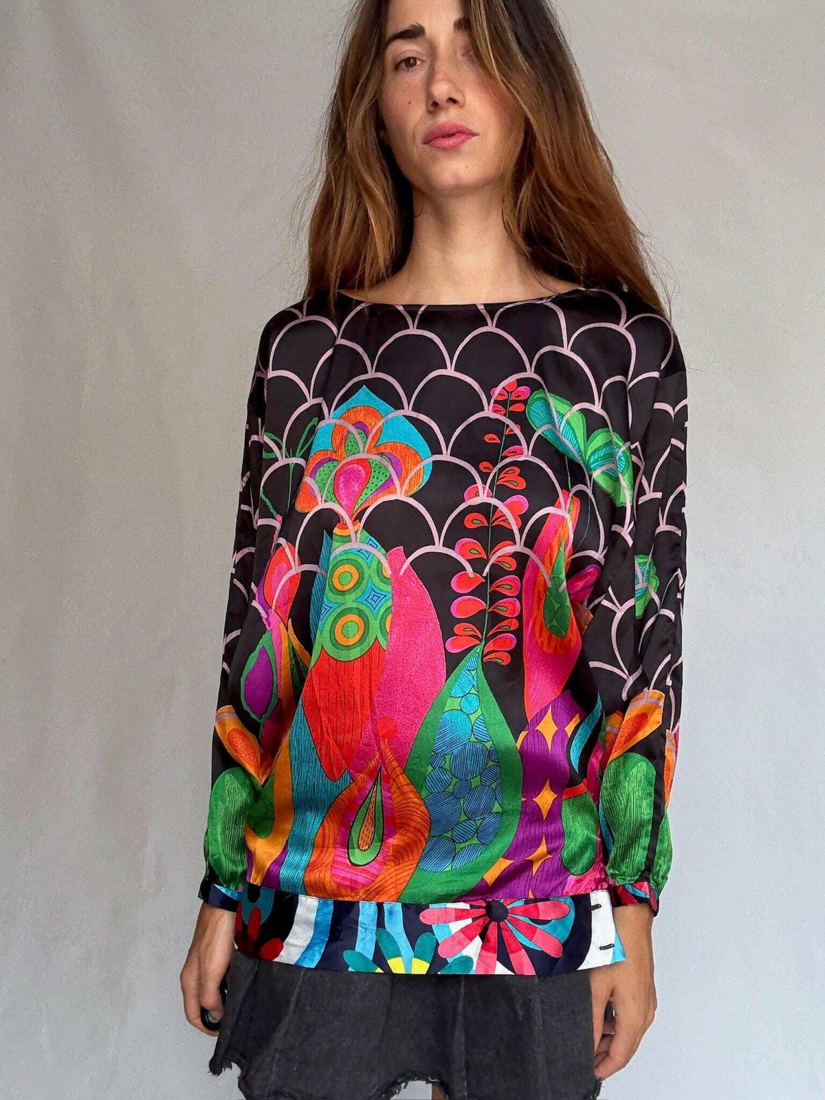 Desigual tunic top with psychedelic floral print US letter size L