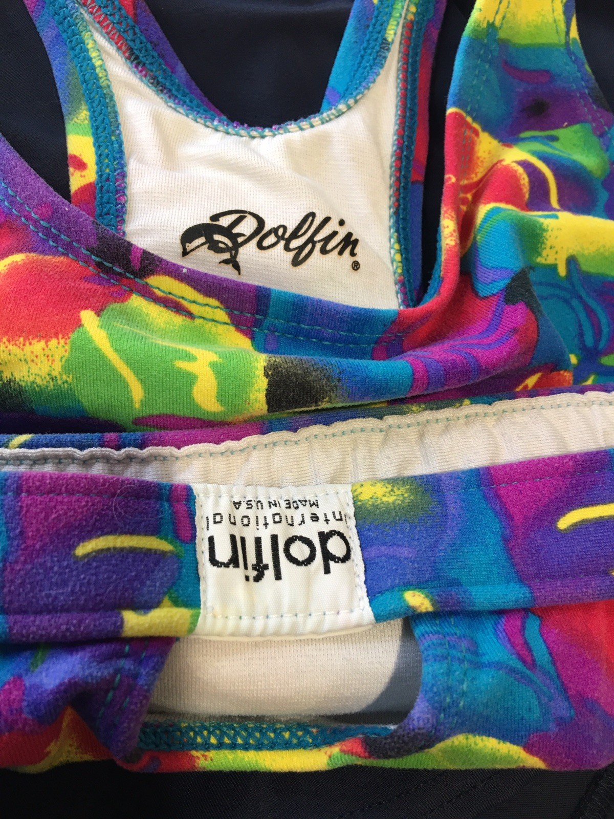 Vtg Dolfin Racerback Cotton Sports Bra Top Swim S USA