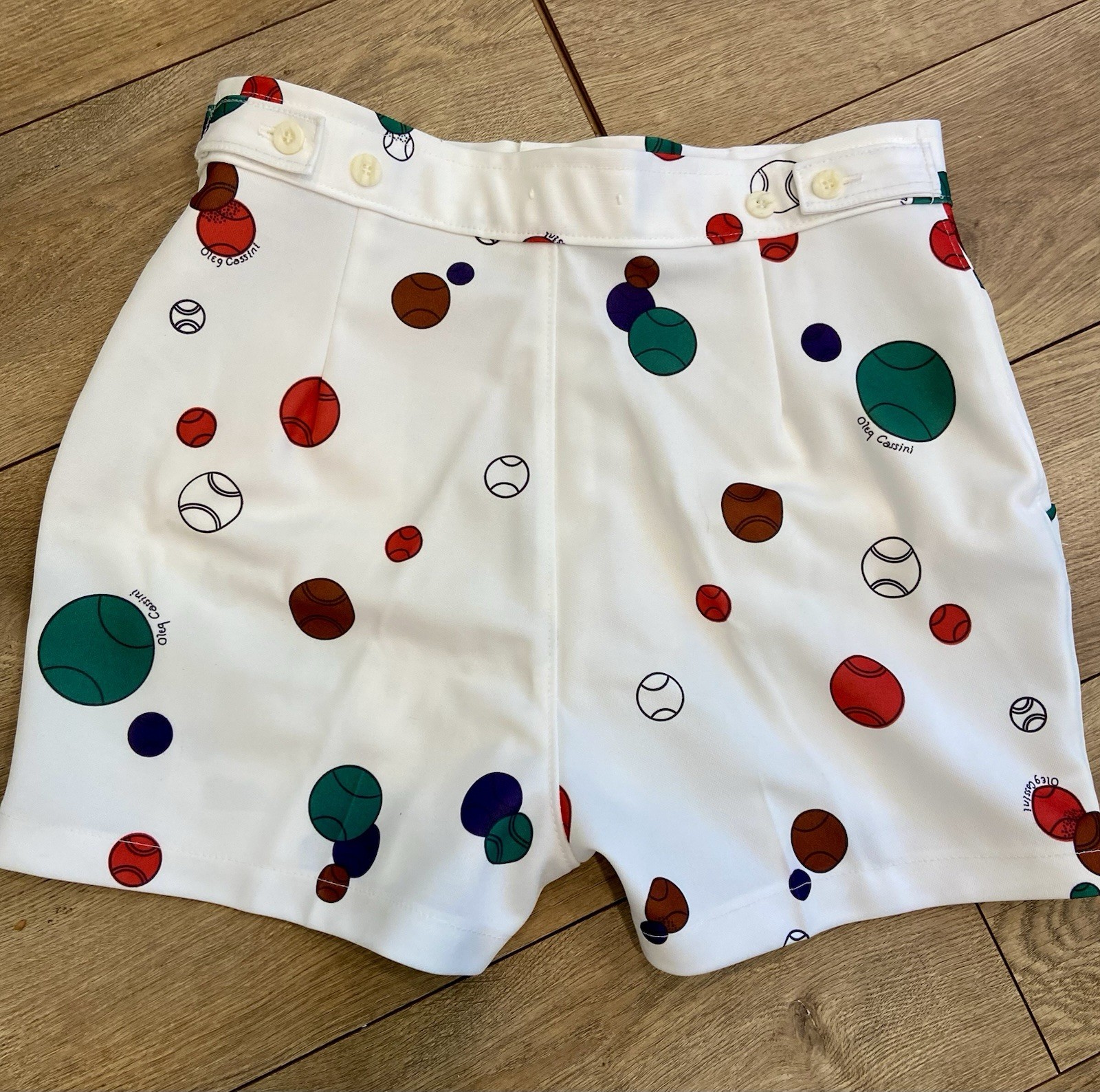 Vintage 70s OLEG CASSINI by MUNSINGWEAR Baseball Theme Shorts and Tee Set SZ M