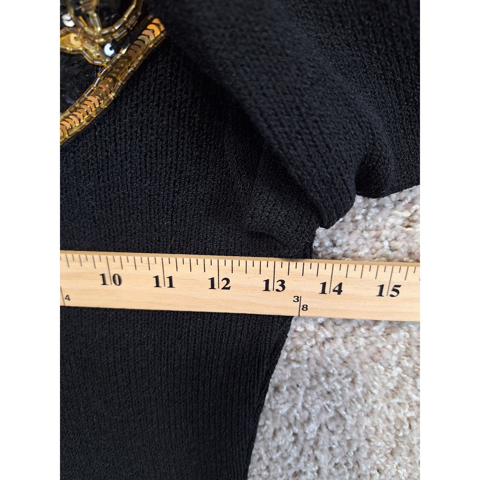 Pat Sandler for Wellmore Dress Women 4 Black Gold Sequin Beaded Vintage Cocktail