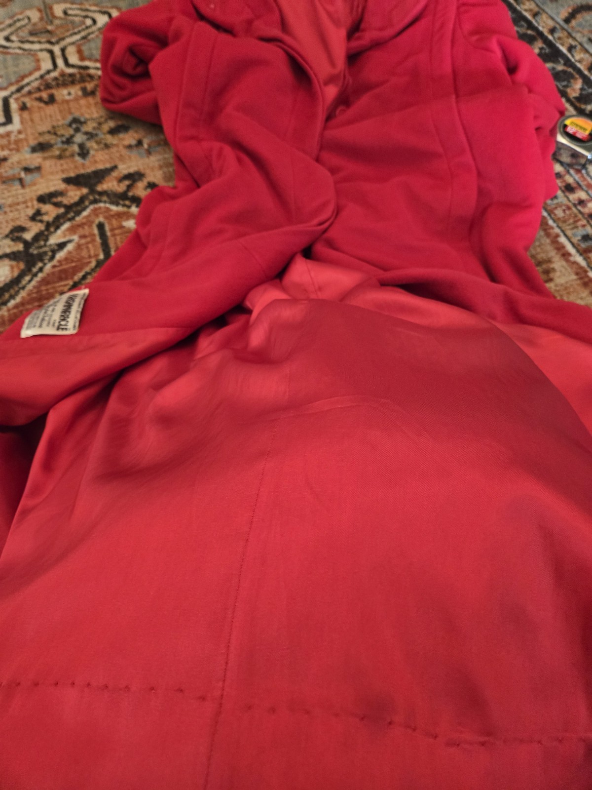 Vintage MCM 60’s 70s Kashmiracle Wellington Red Long Coat Satin Lined Size?