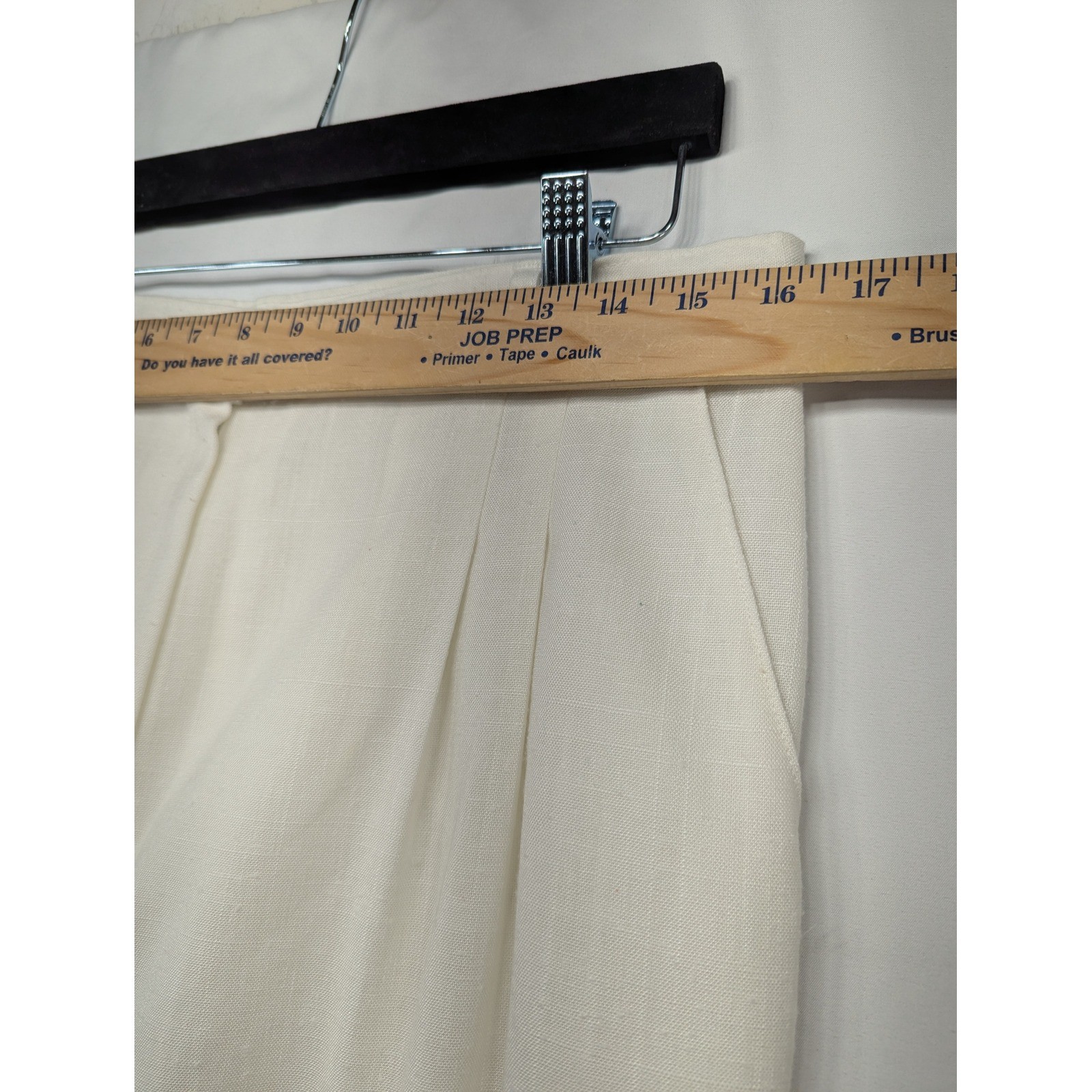 Stockton of Dallas Vintage Cream Pleated High Rise Straight Leg Trousers Size 18