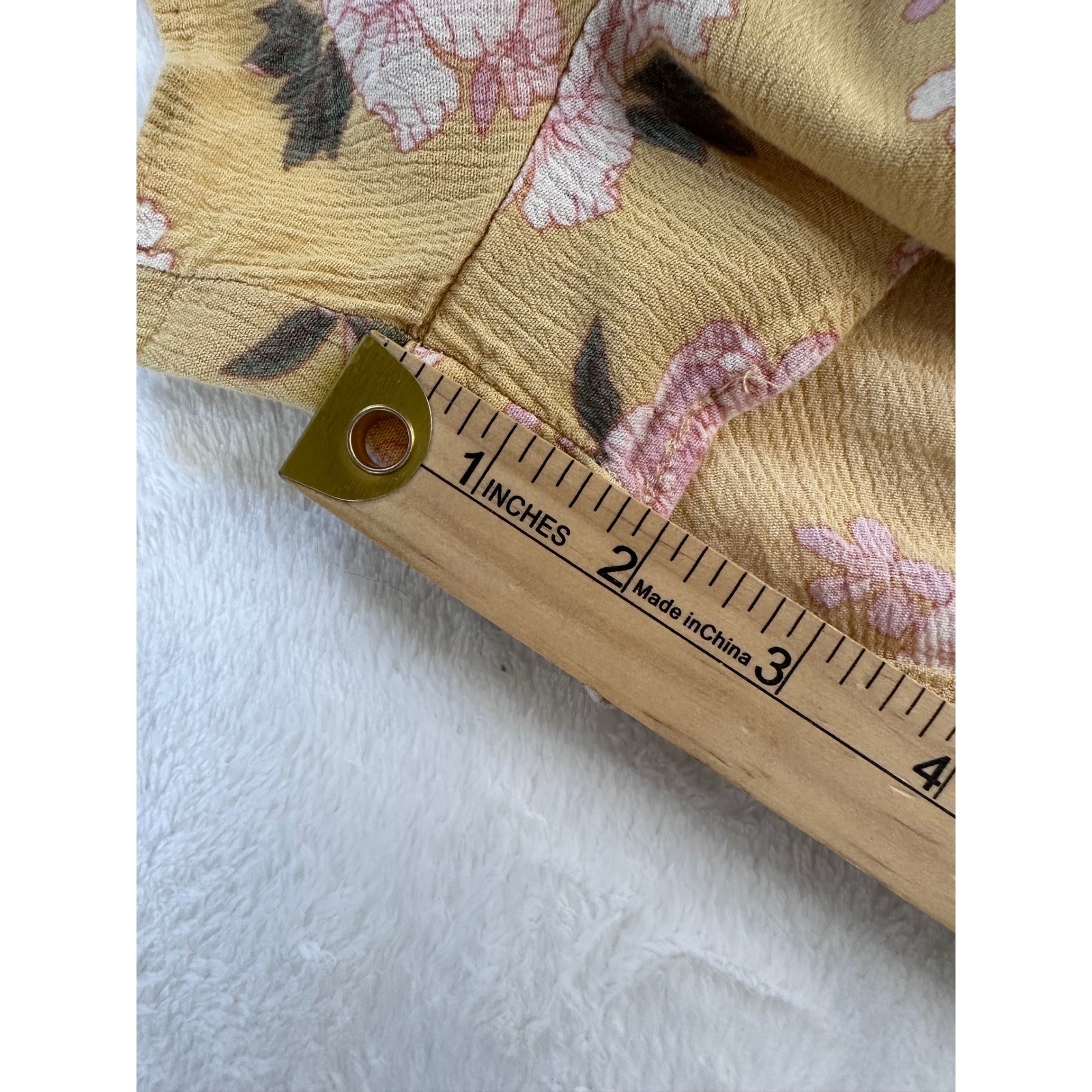 Vanilla Star Yellow Floral Ruffle Shorts XL Pink Roses Elastic Waist Rayon Crepe