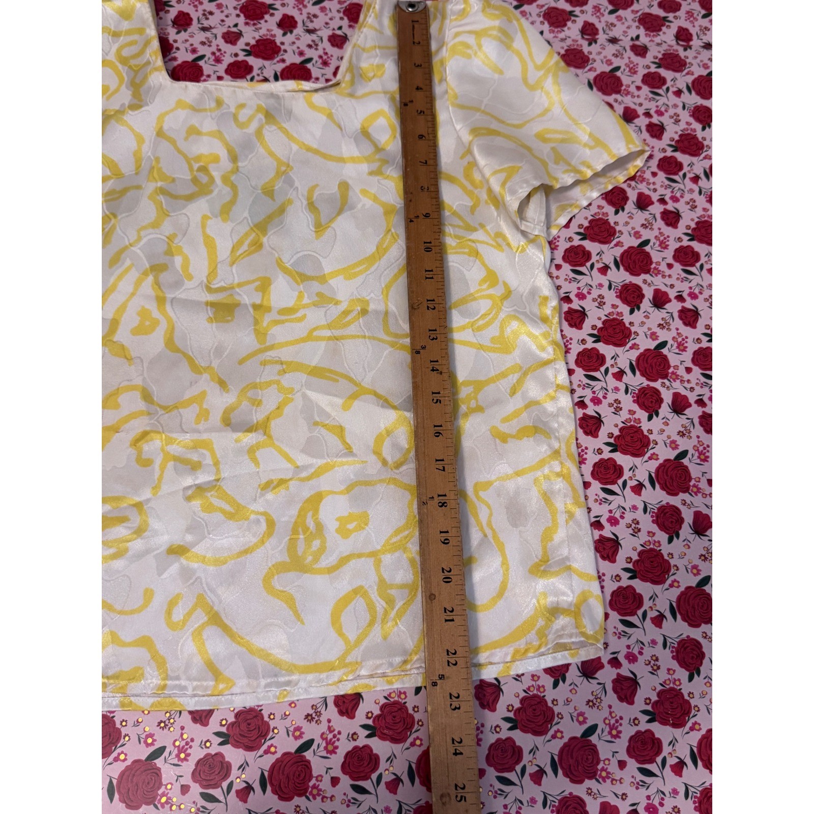 Vintage J. Gallery Yellow White Abstract Print 2 Piece Skirt Set Size 9/10 e3