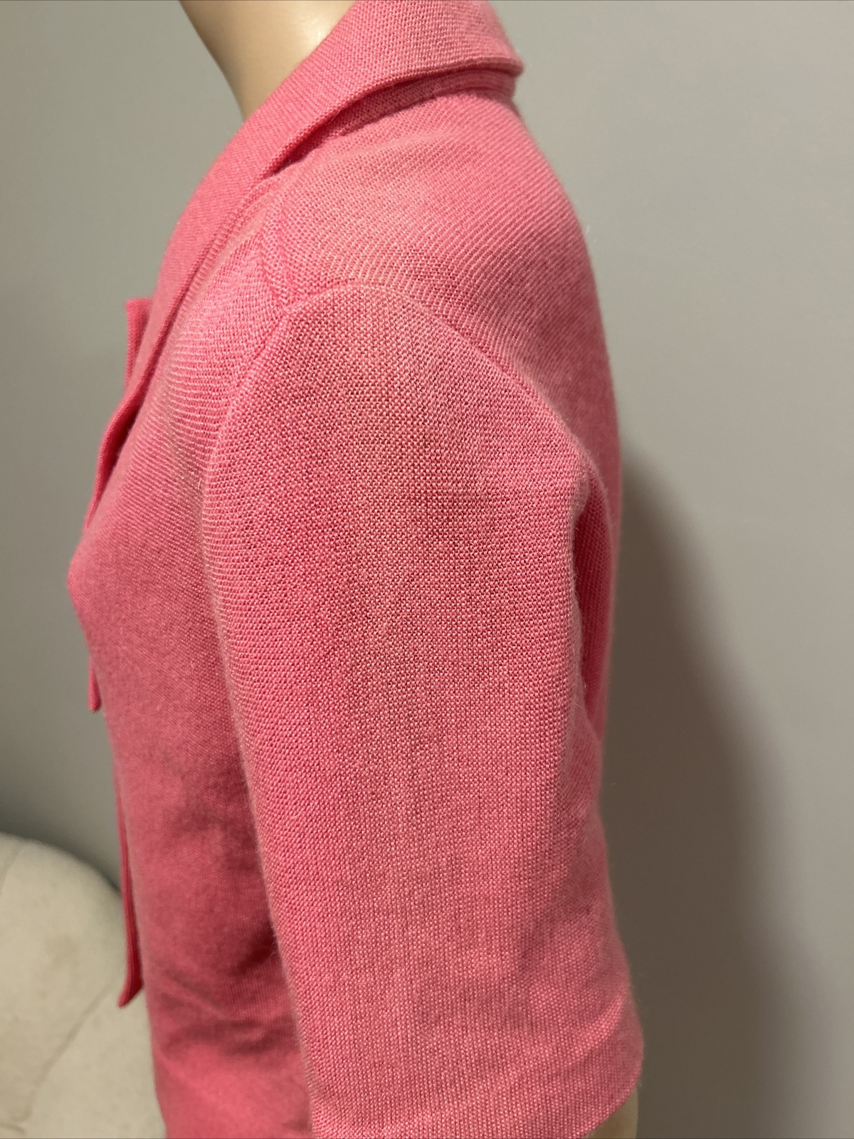 Vintage 50s 60s Womens 2 Piece Set Shirt Top Atomic Retro Skirt Wool Pink