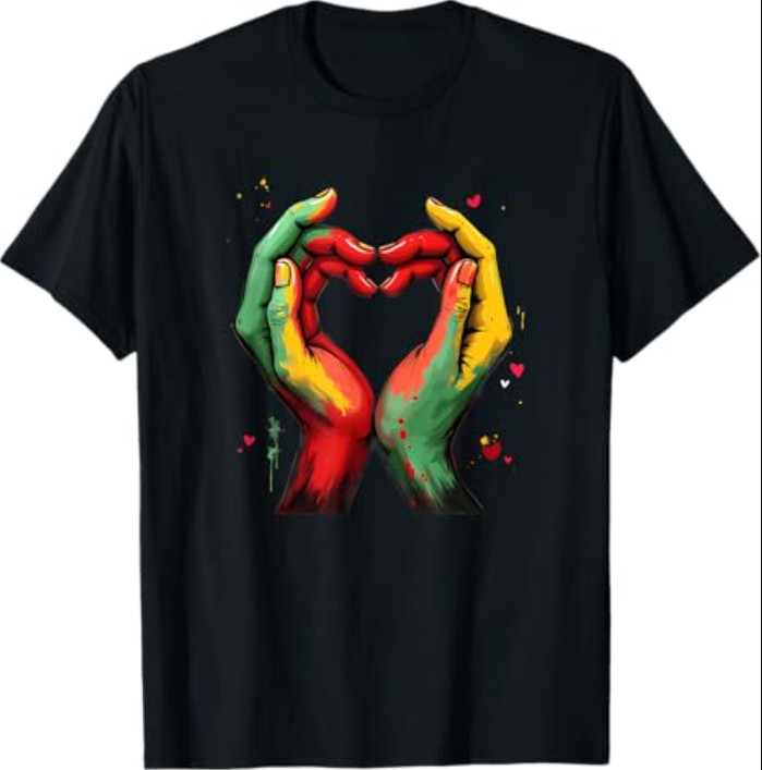 Black History Month heart African American black red green T-Shirt
