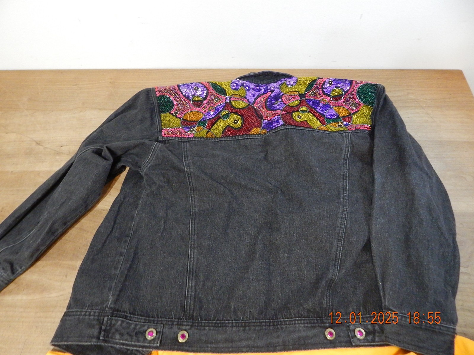 Vintage 90s I.B. Diffusion Colorful Sequin JEAN JACKET WITH SHIRT