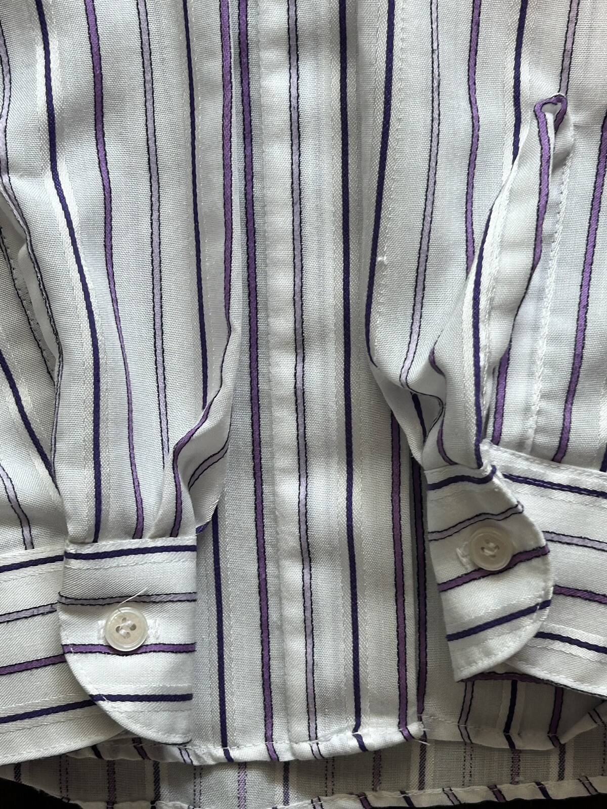 Vtg 80s Women’s Cobble Lane Shirtmakers Purples & Whites Stripes button shirt 12