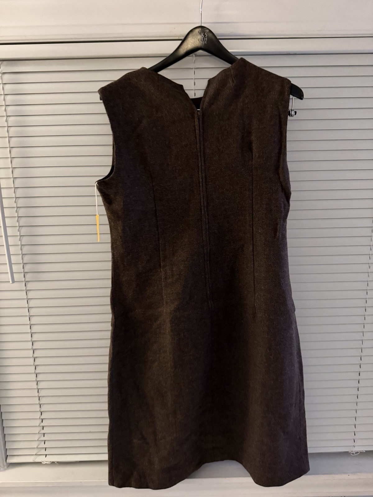 Vintage NOS 1960s Chocolate Brown Wool Dress Size 18