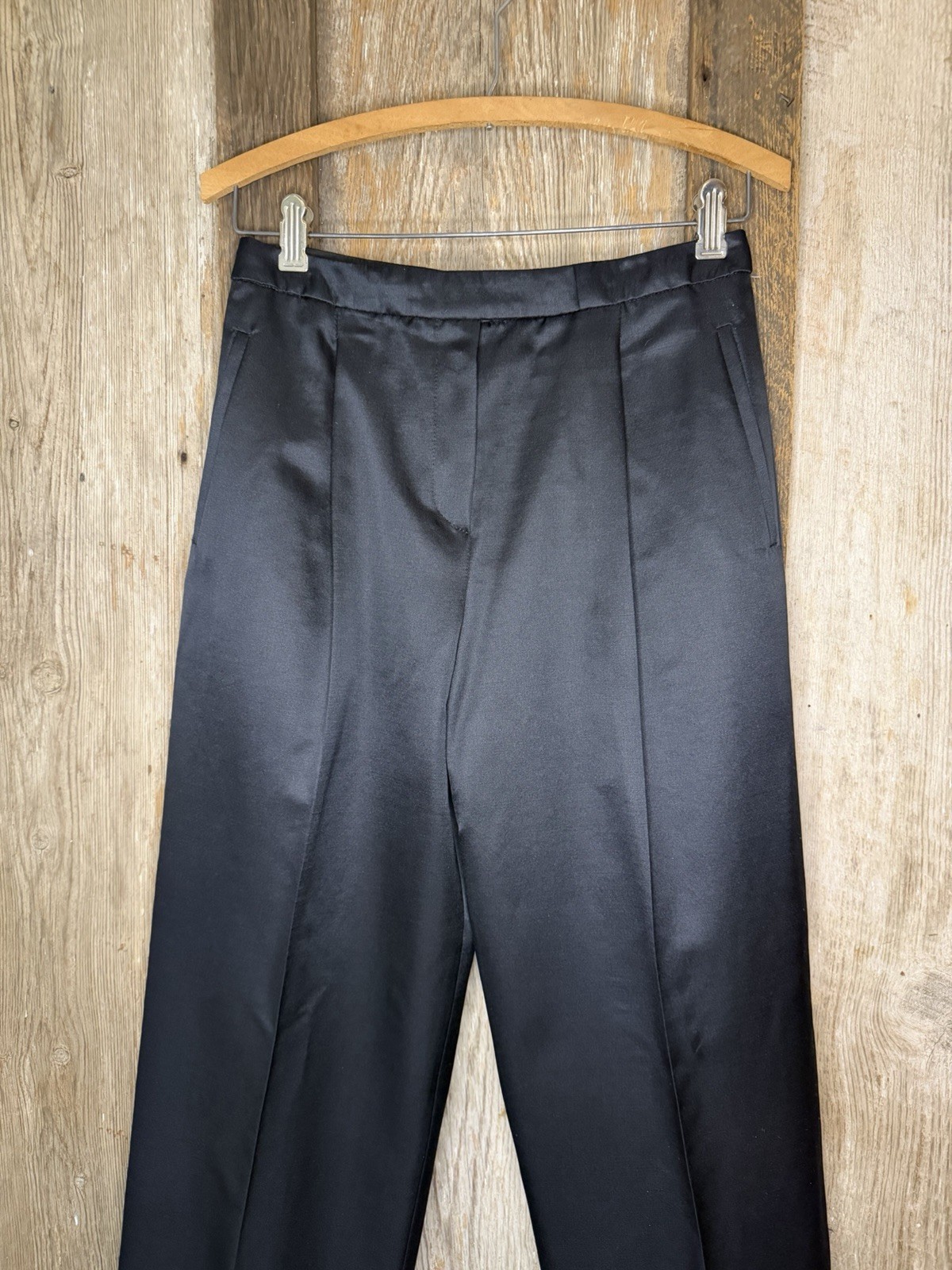 NWT $445 VTG Armani Collezioni Silk Wool Black Pleated Trouser Pants Raw Hem 4