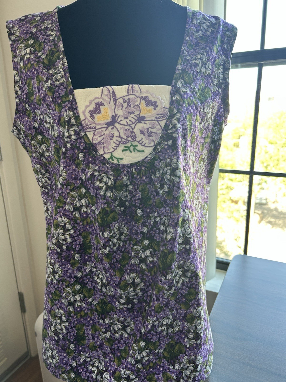 Vintage Embroidery With Purple Floral Top