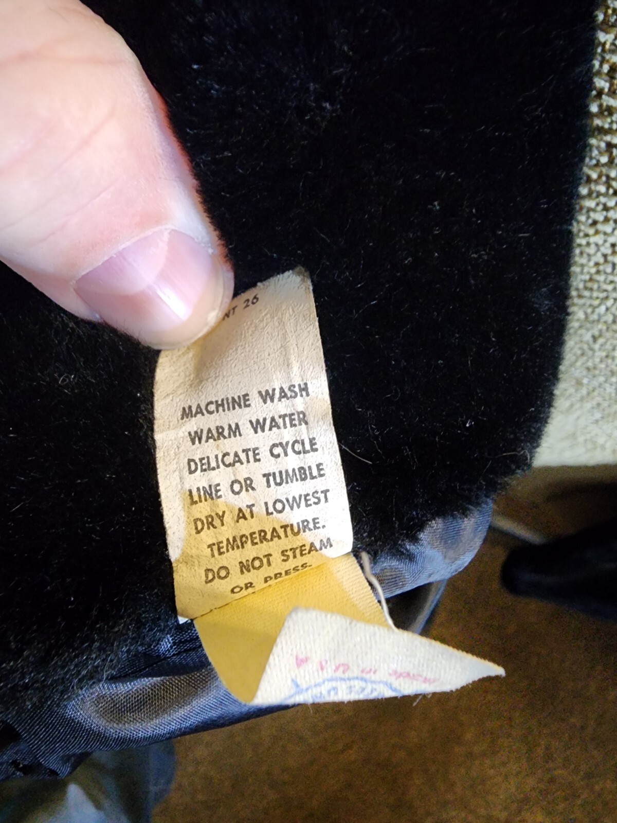 Borgana Faux Fur Black Coat Mod Size 18 Union Label Leather Accents Vintage 1960