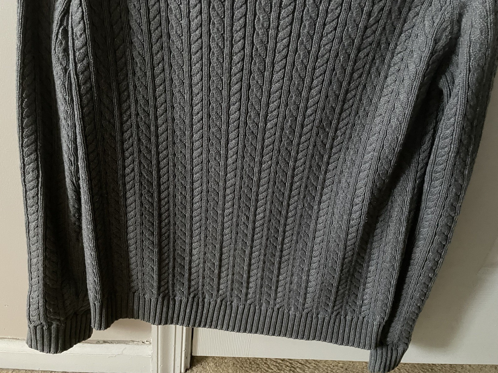 Used Ralph Lauren Cotton Cable Sweater Size M, Sophisticated Heather Dark Gray